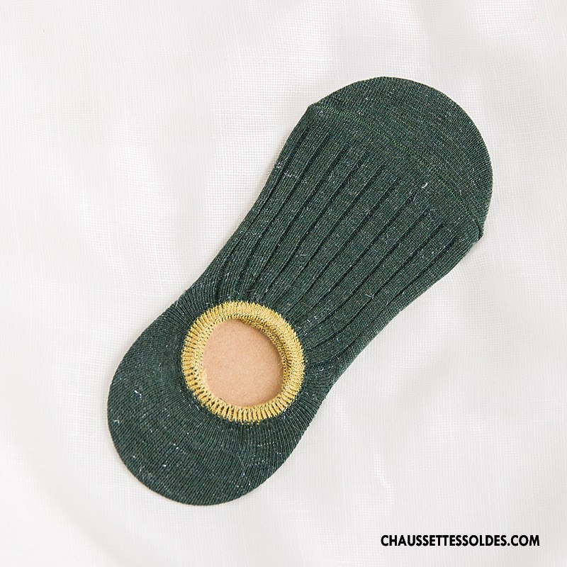 Chaussette Basse Femme Antidérapant Chaussettes En Coton Dame Rétro Invisible Silicone Bleu Or Clair
