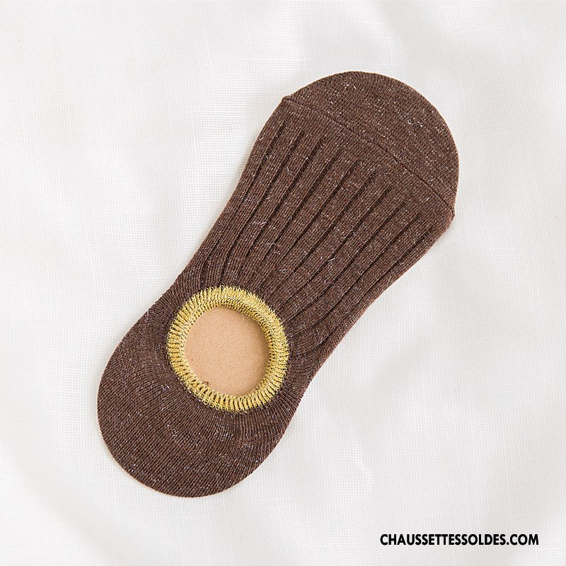 Chaussette Basse Femme Antidérapant Chaussettes En Coton Dame Rétro Invisible Silicone Bleu Or Clair