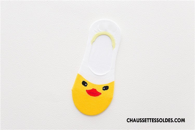 Chaussette Basse Femme Antidérapant Dessin Animé Le Nouveau Petit Animal Invisible Jaune