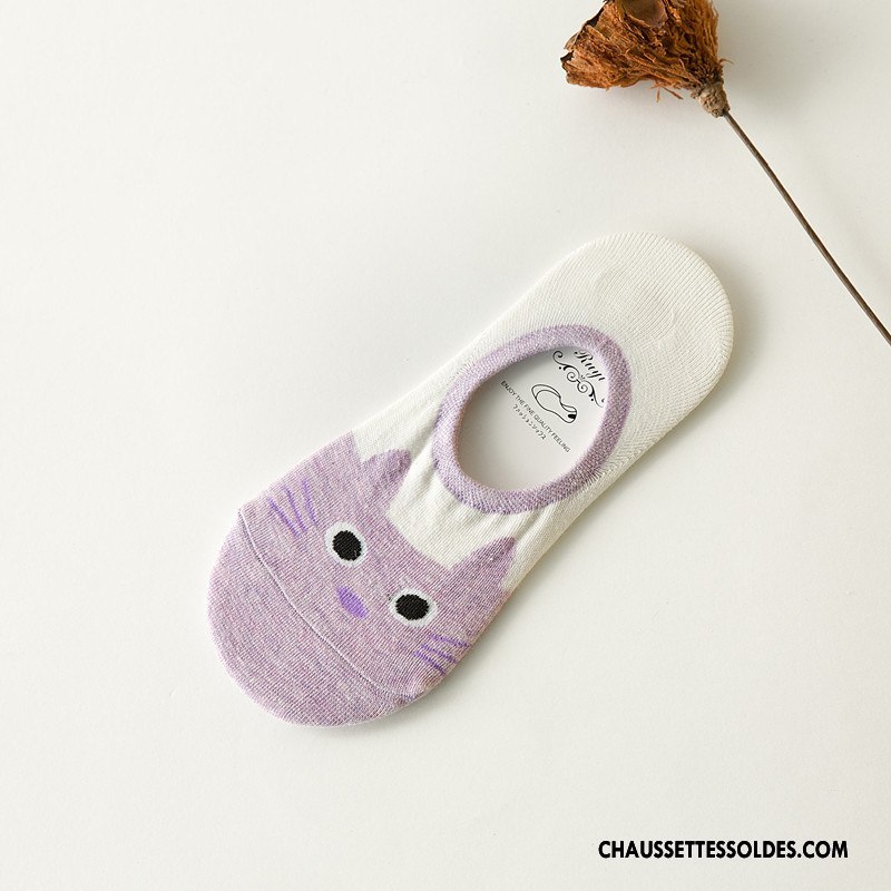 Chaussette Basse Femme Antidérapant Invisible Été Orange Tous Les Assortis Chaussette Courte Clair