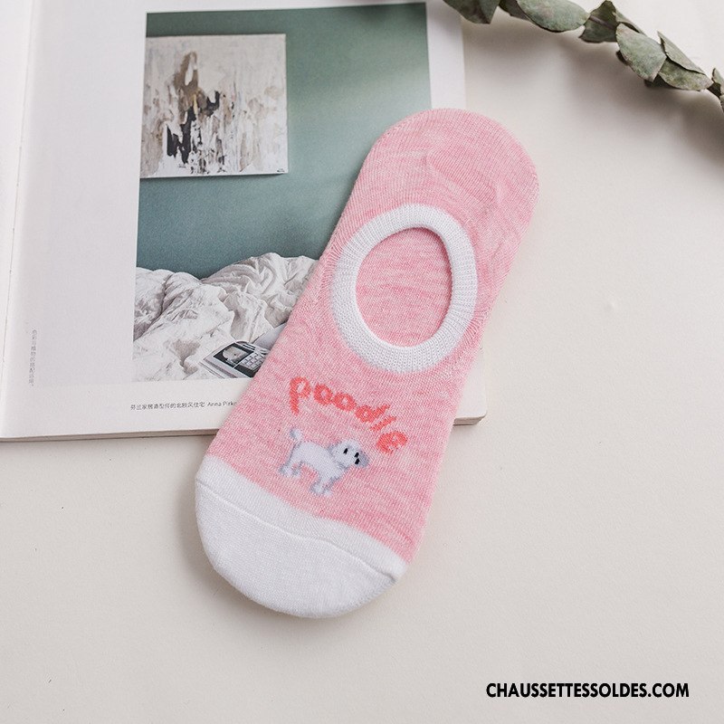 Chaussette Basse Femme Antidérapant Modèle Invisible Dame Chaussette Courte Dessin Animé Bleu