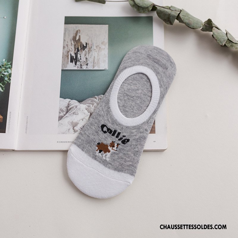 Chaussette Basse Femme Antidérapant Modèle Invisible Dame Chaussette Courte Dessin Animé Bleu