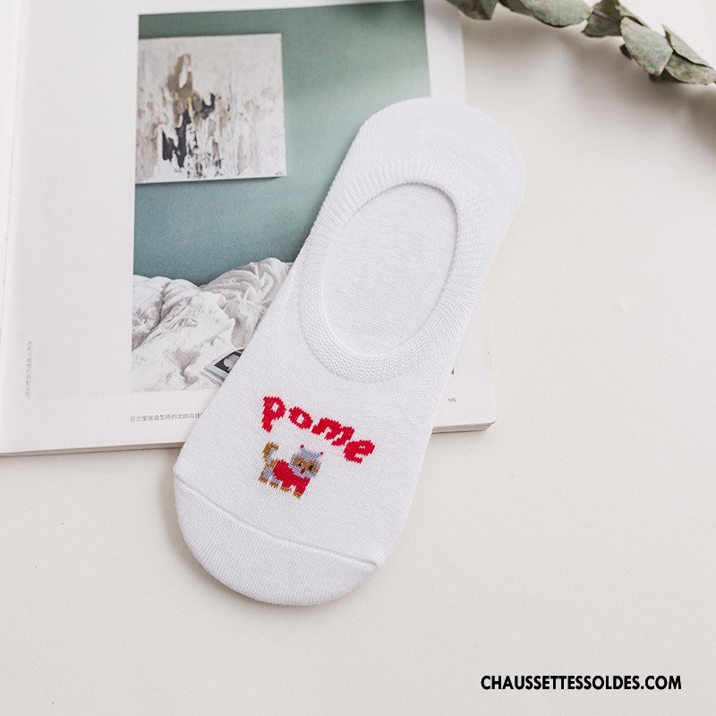 Chaussette Basse Femme Antidérapant Modèle Invisible Dame Chaussette Courte Dessin Animé Bleu