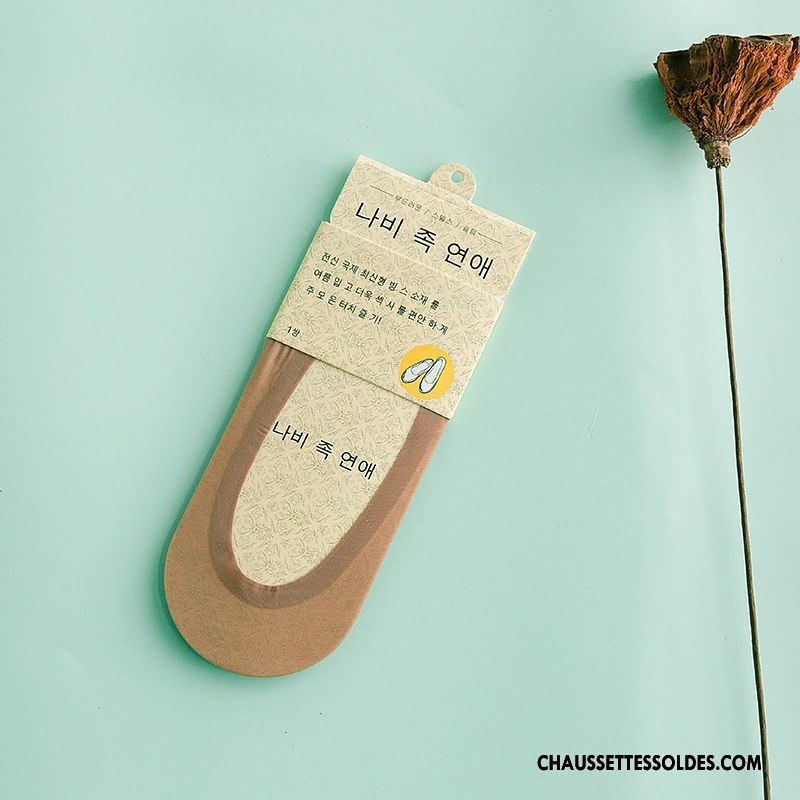 Chaussette Basse Femme Antidérapant Pas De Traces Été Dame Silicone Une Pièce Marron / Brun Clair