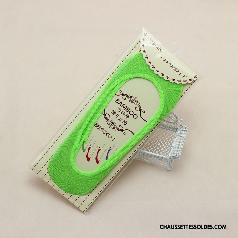 Chaussette Basse Femme Antidérapant Silicone Bambou Dame Anti-off Invisible Vert