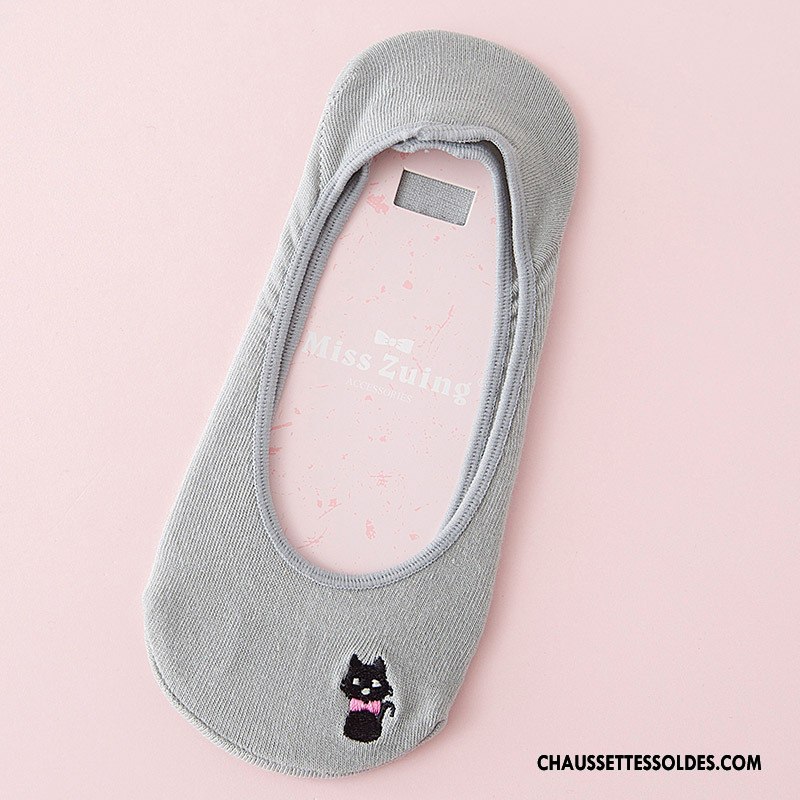 Chaussette Basse Femme Antidérapant Silicone Invisible Chaussette Basse Coupée Printemps Le Nouveau Gris Clair