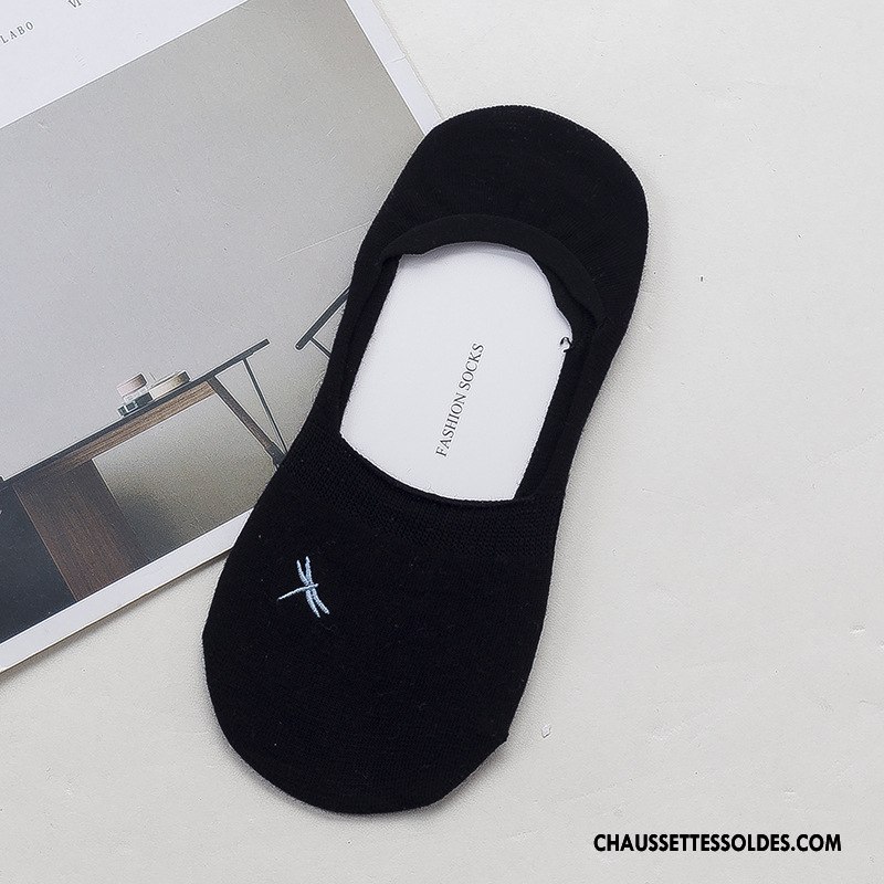 Chaussette Basse Femme Brodé Été Petit Matelassé Printemps Coton Bio Gris