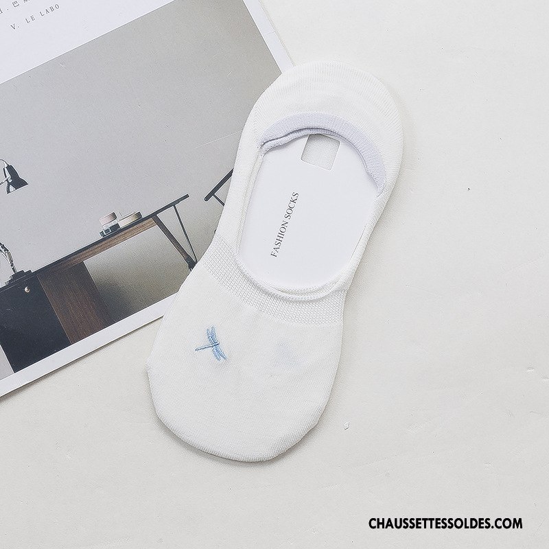 Chaussette Basse Femme Brodé Été Petit Matelassé Printemps Coton Bio Gris