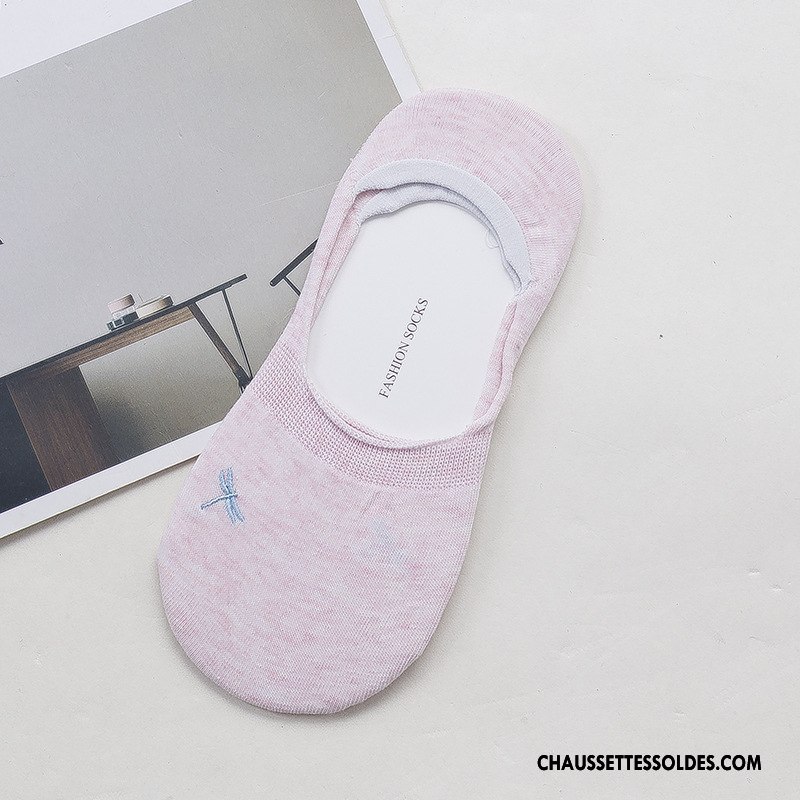Chaussette Basse Femme Brodé Été Petit Matelassé Printemps Coton Bio Gris