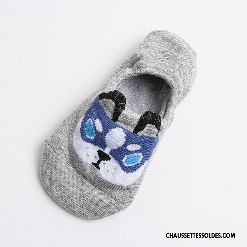 Chaussette Basse Femme Charmant Dimensionnel Dessin Animé Dame Invisible Silicone Bleu Clair