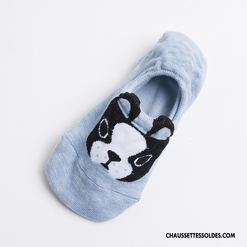Chaussette Basse Femme Charmant Dimensionnel Dessin Animé Dame Invisible Silicone Bleu Clair