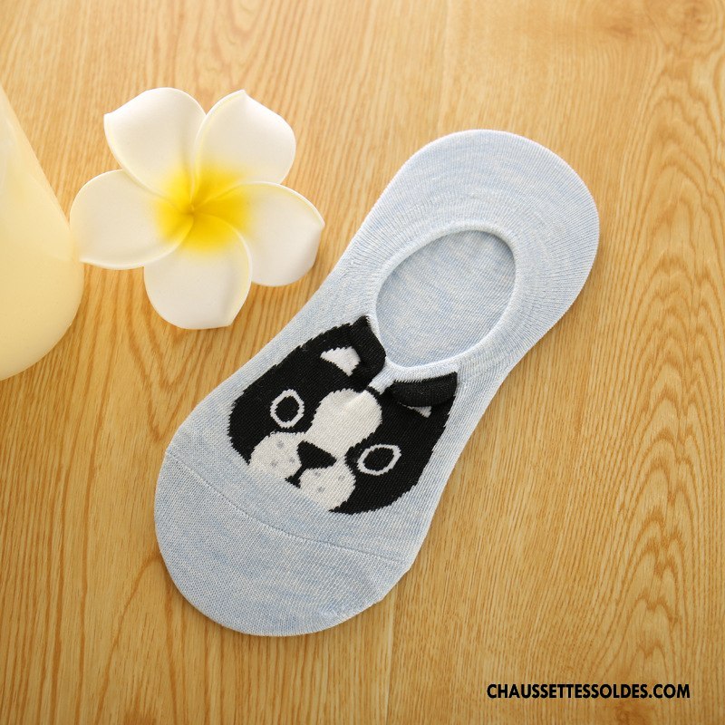 Chaussette Basse Femme Charmant Été Antidérapant Invisible Dessin Animé Dame Blanc Clair