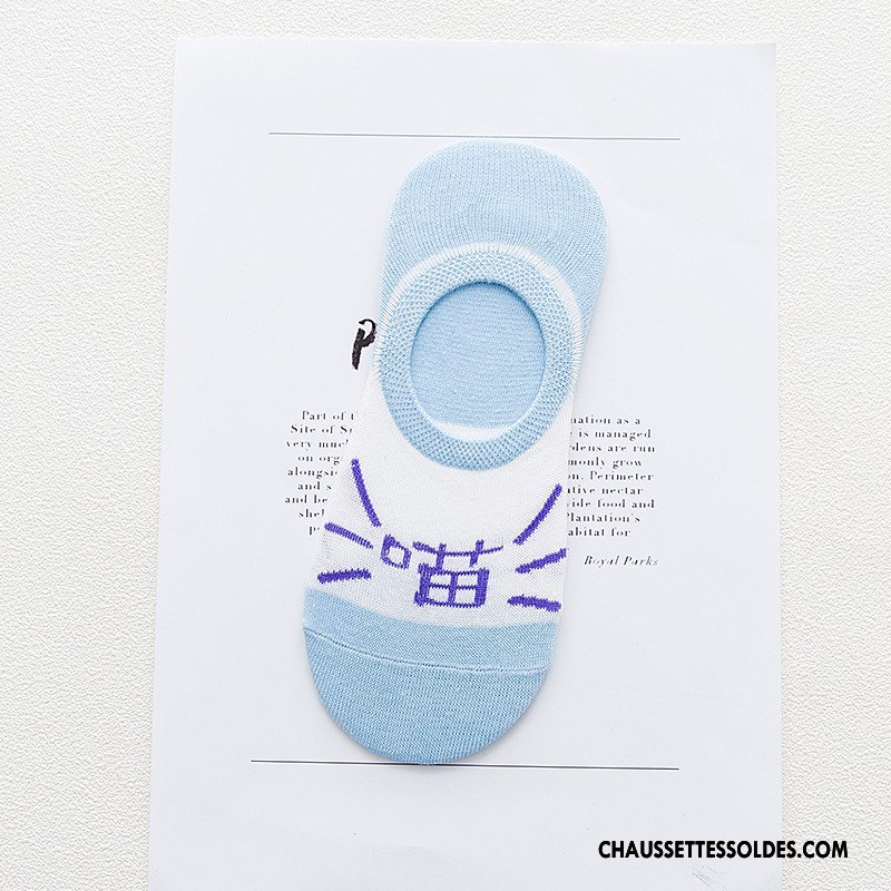 Chaussette Basse Femme Chat Le Nouveau Dame Invisible Dessin Animé Chaussettes En Coton Bleu