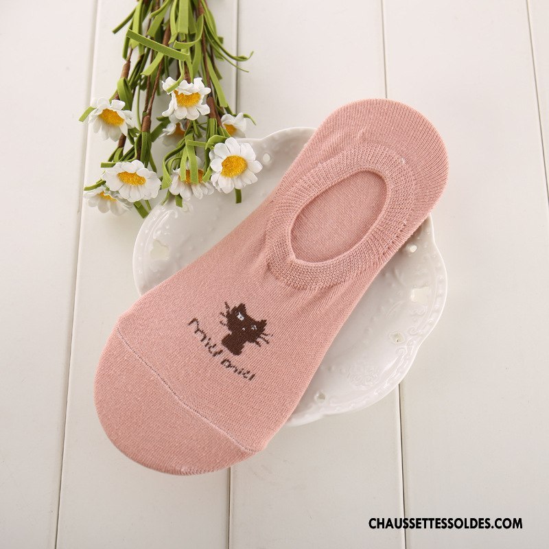Chaussette Basse Femme Chat Été Dessin Animé Petit Invisible Chaussette Courte Noir Clair