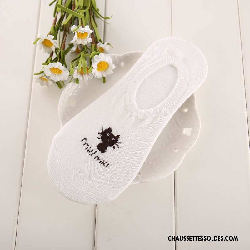 Chaussette Basse Femme Chat Été Dessin Animé Petit Invisible Chaussette Courte Noir Clair