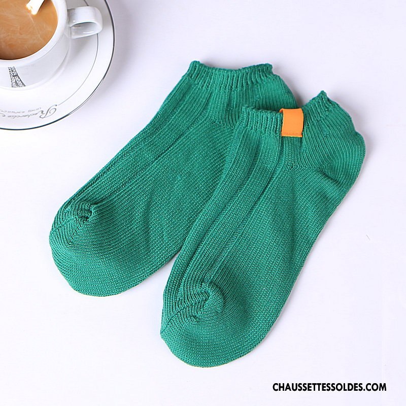 Chaussette Basse Femme Chaussette Basse Coupée Chaussette Courte Élève Style Chaud Rayé Art Pure Vert