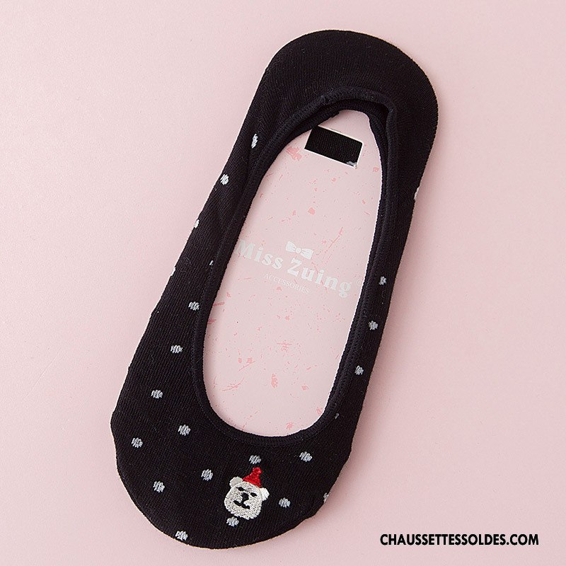 Chaussette Basse Femme Chaussette Basse Coupée Chaussette Courte Été Dessin Animé Invisible Doux Blanc Clair
