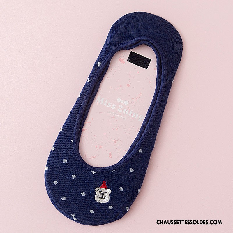 Chaussette Basse Femme Chaussette Basse Coupée Chaussette Courte Été Dessin Animé Invisible Doux Blanc Clair