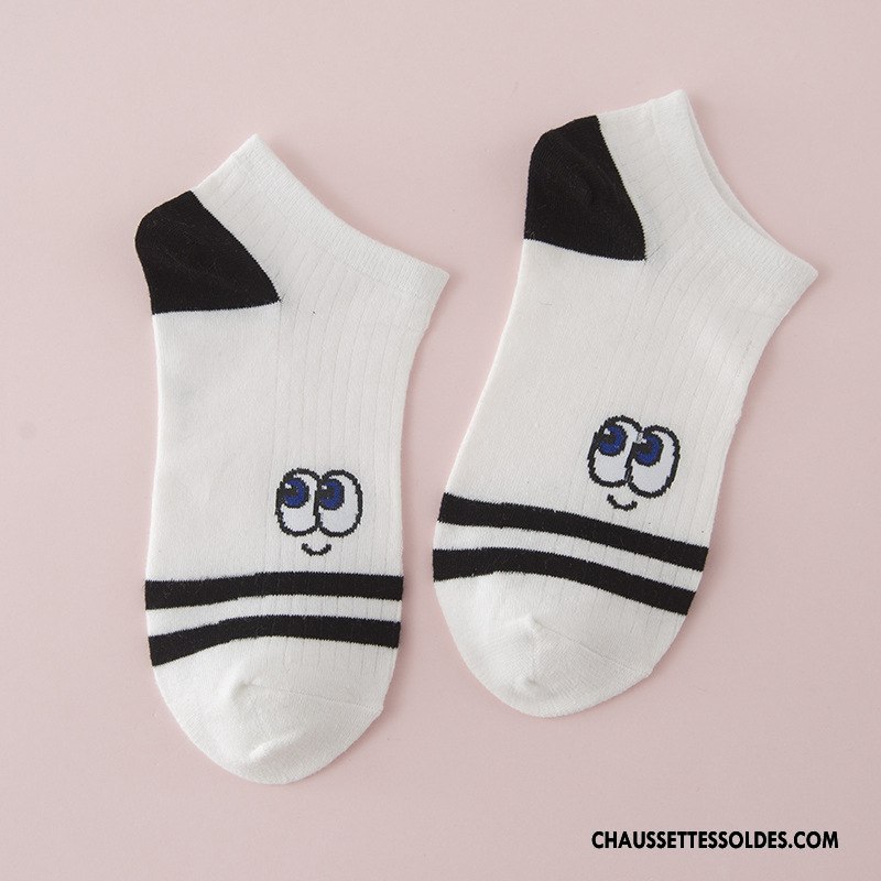 Chaussette Basse Femme Chaussette Basse Coupée Dessin Animé Créatif Dame 100% Coton Le Nouveau Blanc Clair