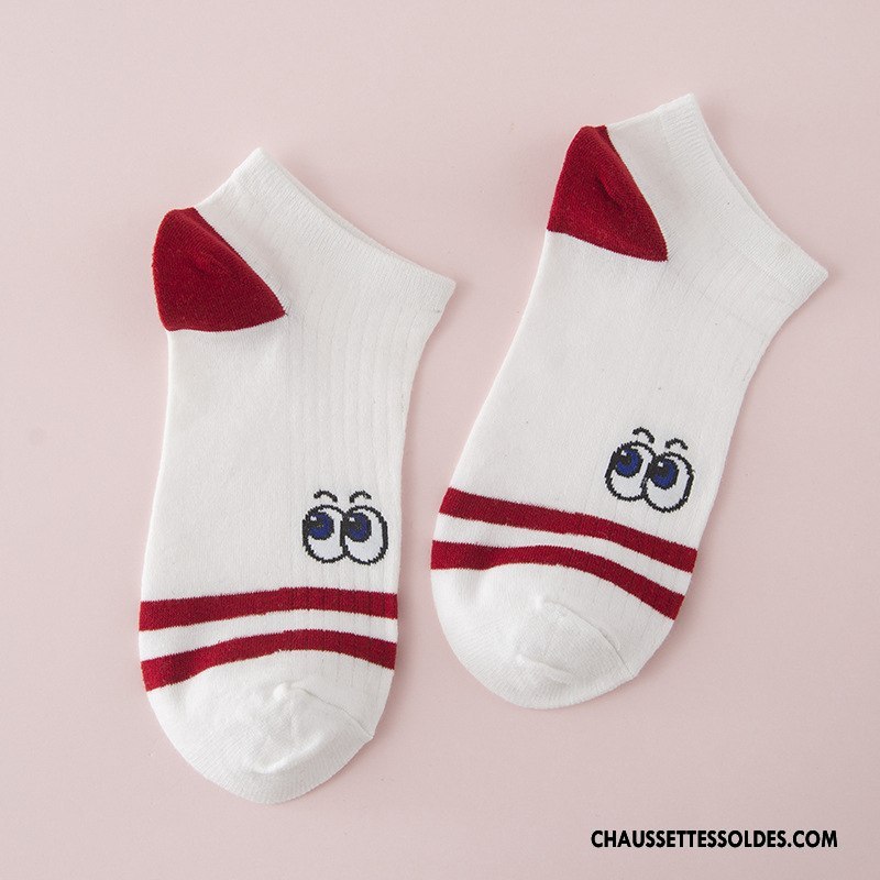 Chaussette Basse Femme Chaussette Basse Coupée Dessin Animé Créatif Dame 100% Coton Le Nouveau Blanc Clair