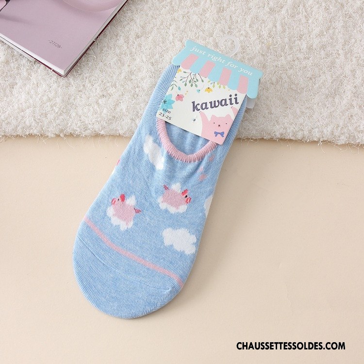 Chaussette Basse Femme Chaussette Basse Coupée Dessin Animé Le Nouveau Bleu