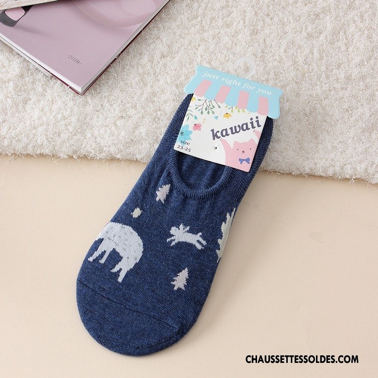 Chaussette Basse Femme Chaussette Basse Coupée Dessin Animé Le Nouveau Bleu