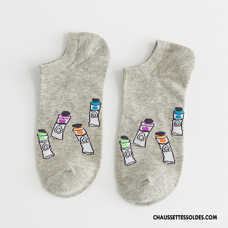 Chaussette Basse Femme Chaussette Basse Coupée Le Nouveau Chaussette Courte Casual Dame Couleur Couleurs De Bonbons Gris