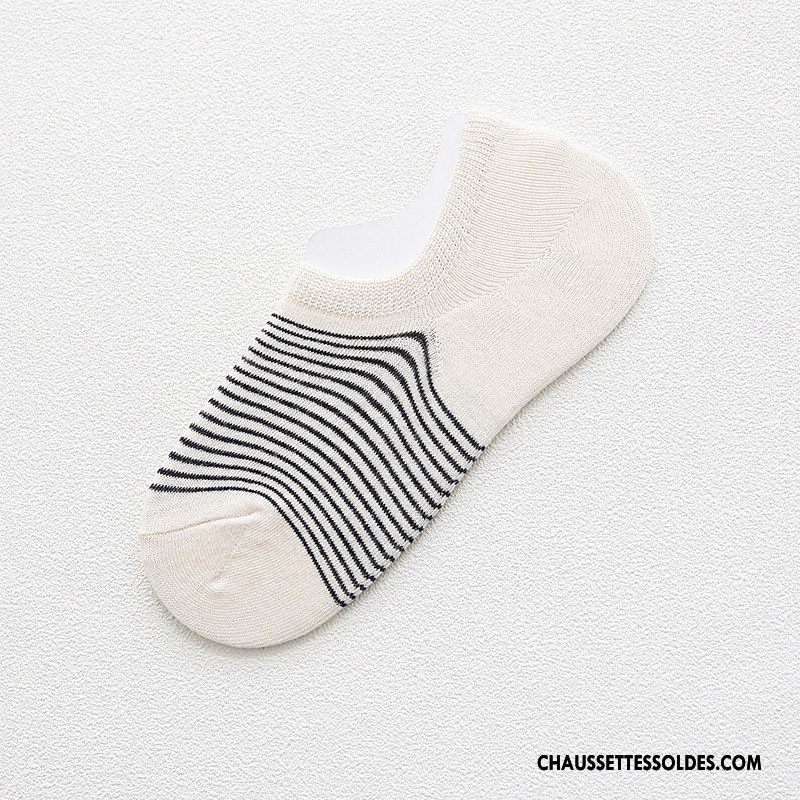 Chaussette Basse Femme Chaussette Basse Coupée Le Nouveau Invisible Printemps Rayé Dame Vert