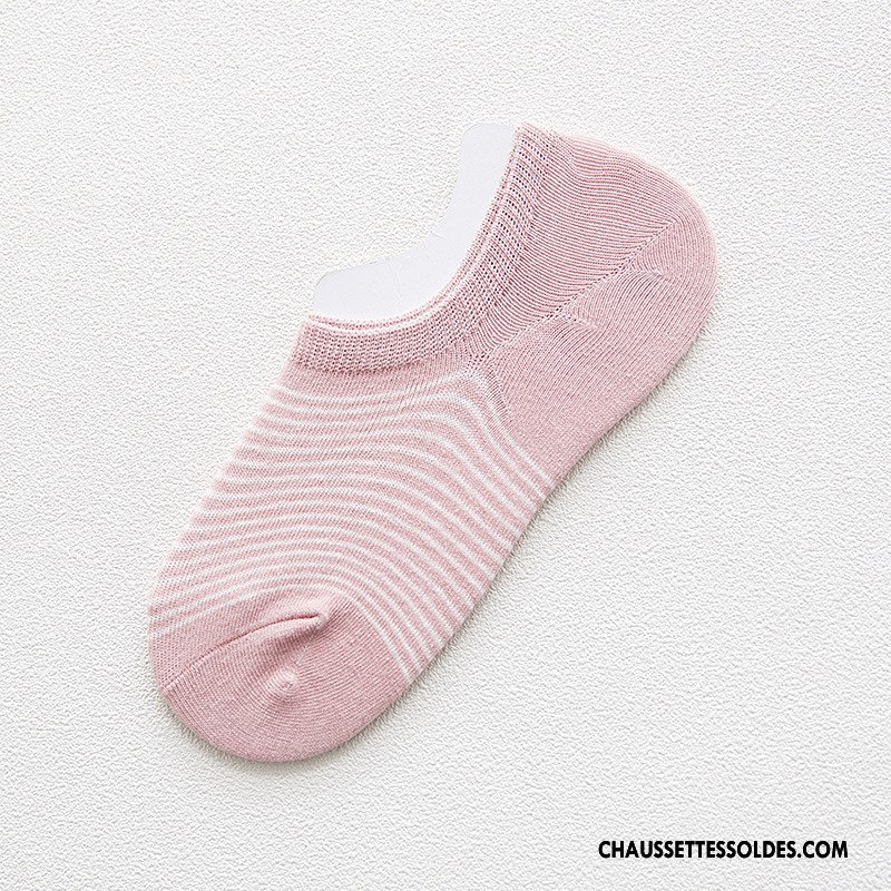 Chaussette Basse Femme Chaussette Basse Coupée Le Nouveau Invisible Printemps Rayé Dame Vert