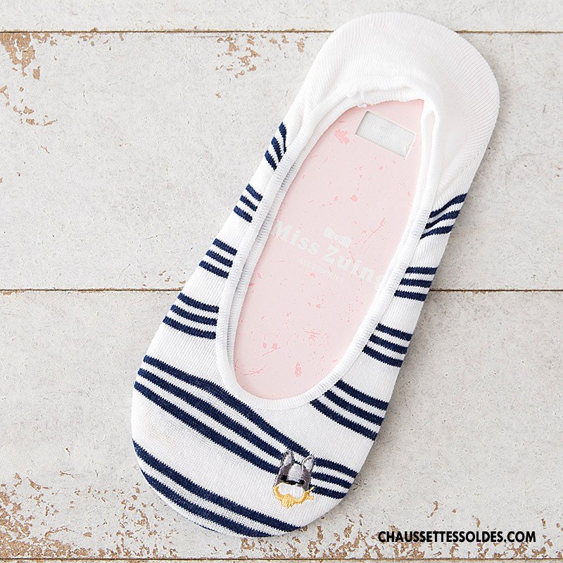 Chaussette Basse Femme Chaussette Basse Coupée Légère Dame Été Rayé Gris