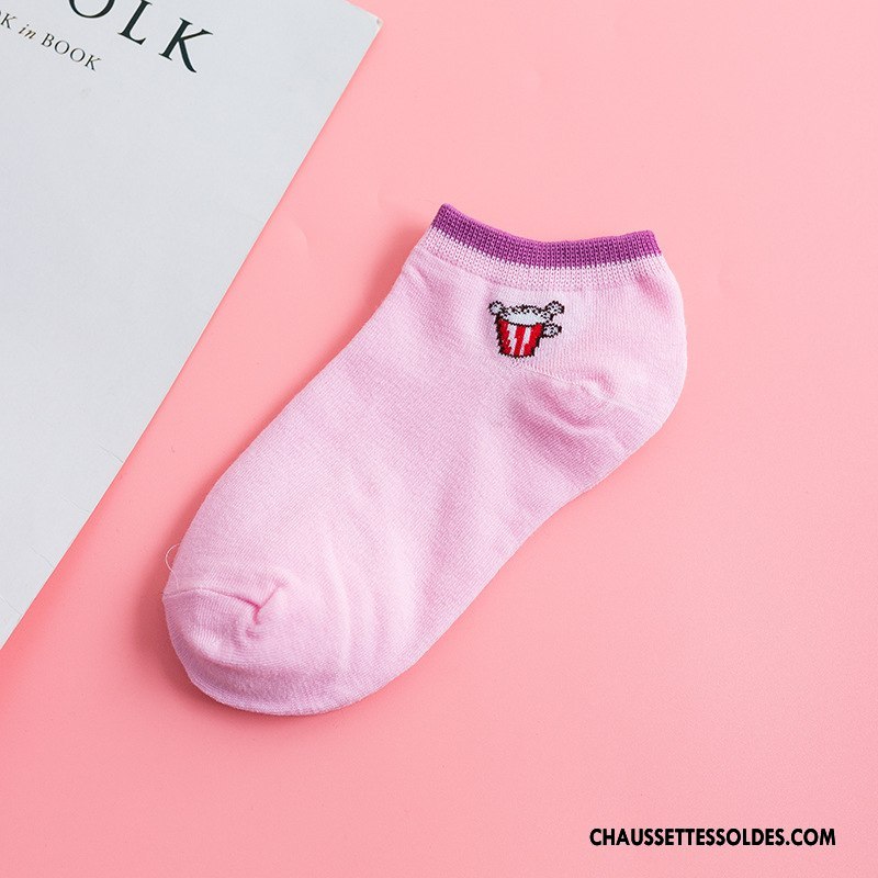 Chaussette Basse Femme Chaussette Basse Coupée Printemps 100% Coton L'automne Simple Dame Violet Clair