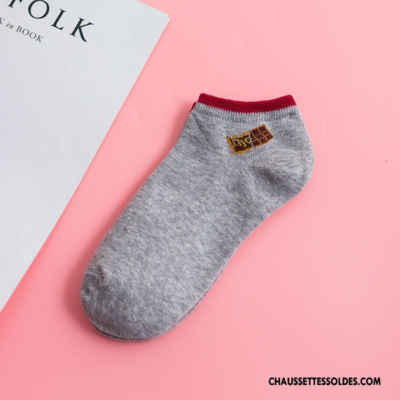 Chaussette Basse Femme Chaussette Basse Coupée Printemps 100% Coton L'automne Simple Dame Violet Clair
