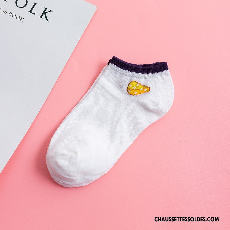 Chaussette Basse Femme Chaussette Basse Coupée Printemps 100% Coton L'automne Simple Dame Violet Clair