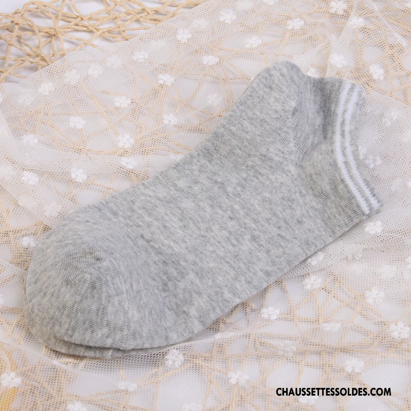 Chaussette Basse Femme Chaussette Basse Coupée Rayé 100% Coton Printemps Frais Nouvelles Arrivées Blanc Clair