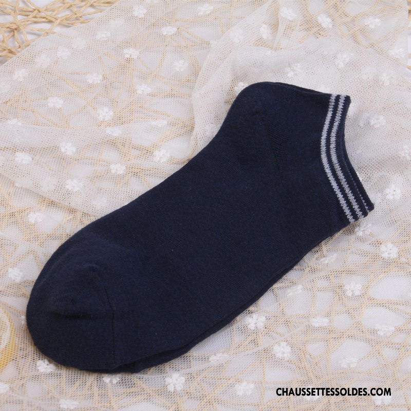 Chaussette Basse Femme Chaussette Basse Coupée Rayé 100% Coton Printemps Frais Nouvelles Arrivées Blanc Clair
