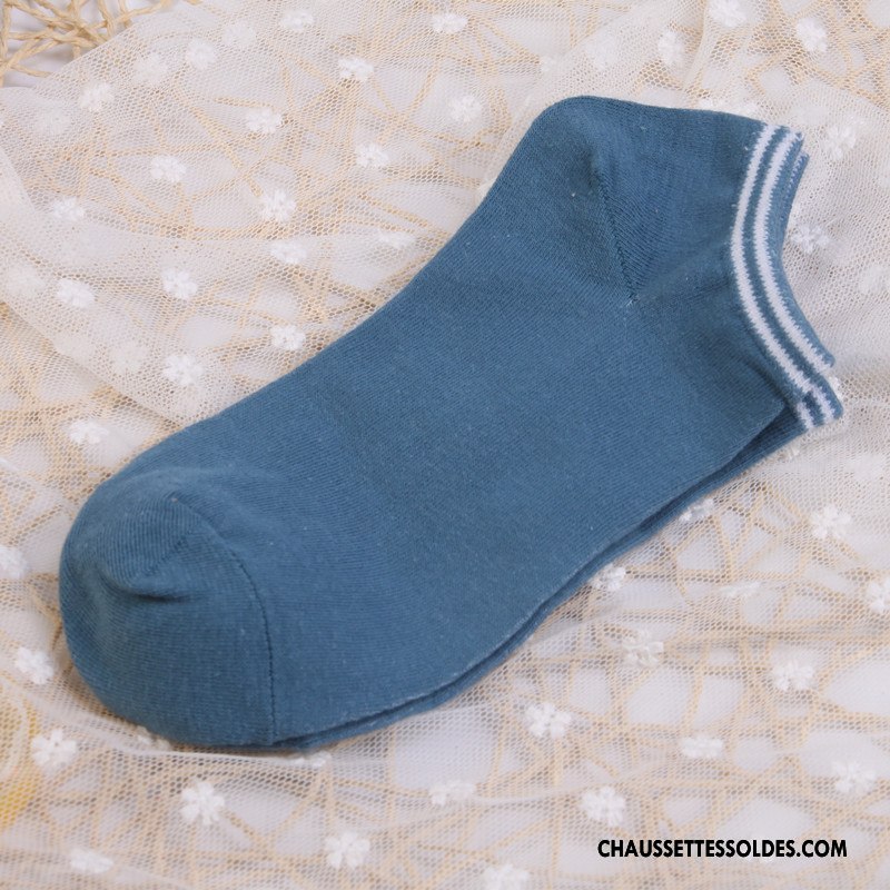 Chaussette Basse Femme Chaussette Basse Coupée Rayé 100% Coton Printemps Frais Nouvelles Arrivées Blanc Clair