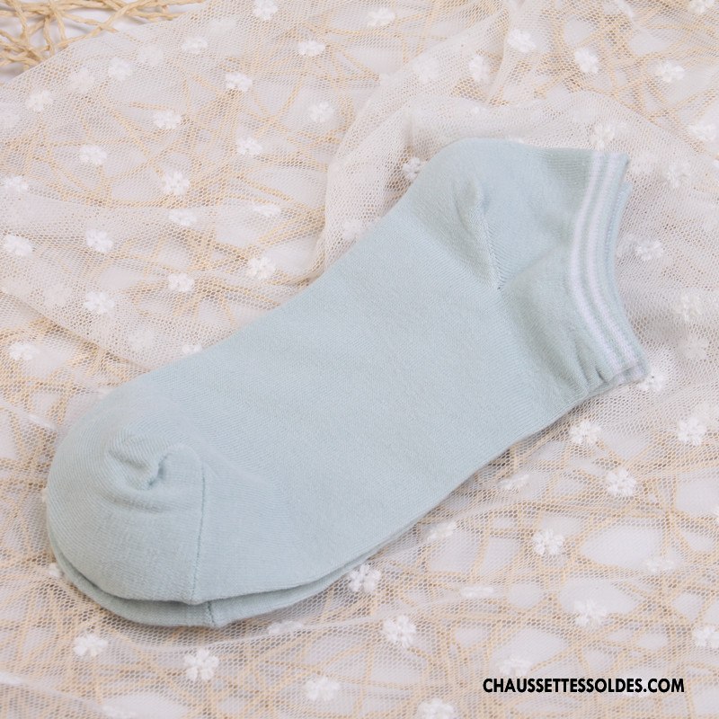 Chaussette Basse Femme Chaussette Basse Coupée Rayé 100% Coton Printemps Frais Nouvelles Arrivées Blanc Clair
