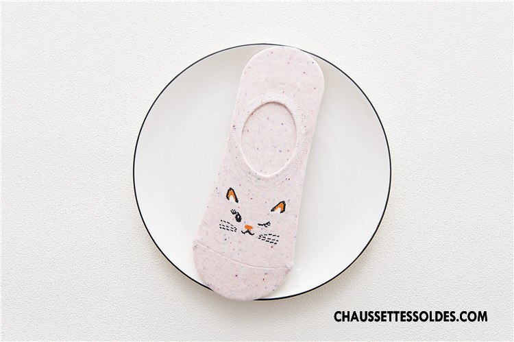 Chaussette Basse Femme Chaussette Basse Coupée Silicone Chaussette Courte Animal 100% Coton Été Rose Clair