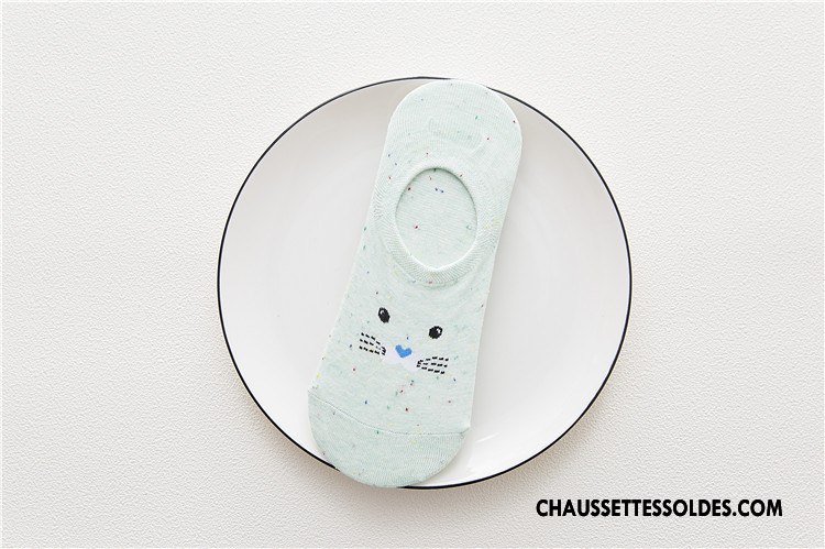 Chaussette Basse Femme Chaussette Basse Coupée Silicone Chaussette Courte Animal 100% Coton Été Rose Clair
