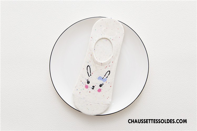 Chaussette Basse Femme Chaussette Basse Coupée Silicone Chaussette Courte Animal 100% Coton Été Rose Clair
