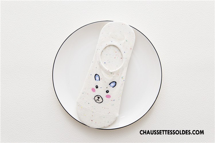Chaussette Basse Femme Chaussette Basse Coupée Silicone Chaussette Courte Animal 100% Coton Été Rose Clair