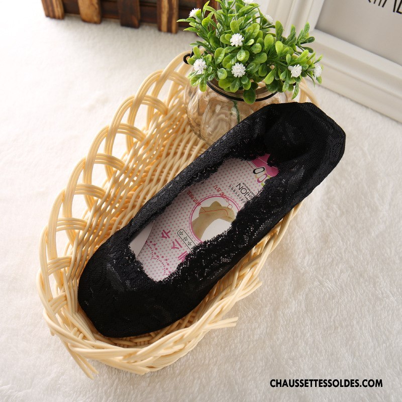 Chaussette Basse Femme Chaussette Basse Coupée Silicone Été Anti-off Dentelle 100% Coton Blanc Clair