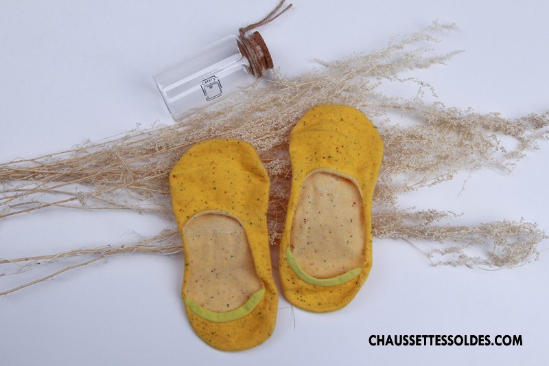 Chaussette Basse Femme Chaussette Basse Coupée Yarn Dame Invisible Le Nouveau Nouvelles Arrivées Pure Jaune Clair
