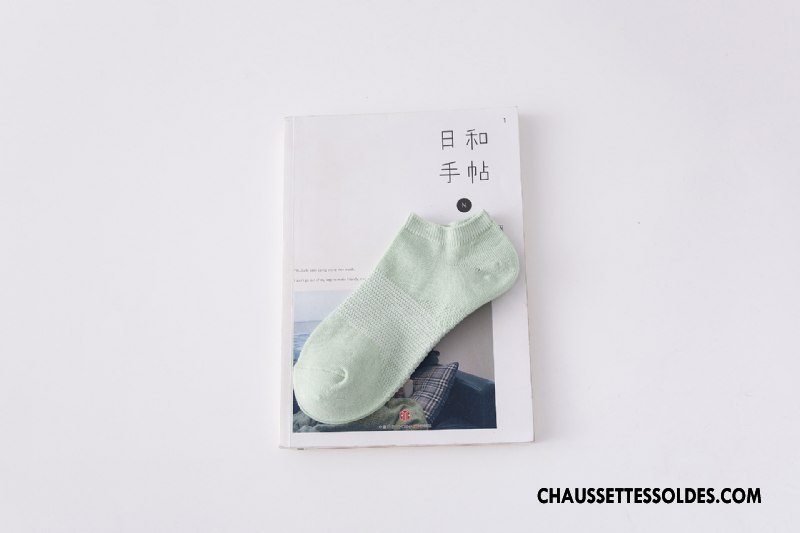Chaussette Basse Femme Chaussette Basse Coupée Été Chaussette Courte Plaine 100% Coton Frais Pure Vert Clair