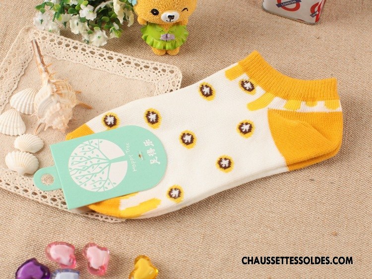 Chaussette Basse Femme Chaussette Courte Style Chaud Coton Bio Chaussette Basse Coupée Chaussettes En Coton Frais Jaune Clair