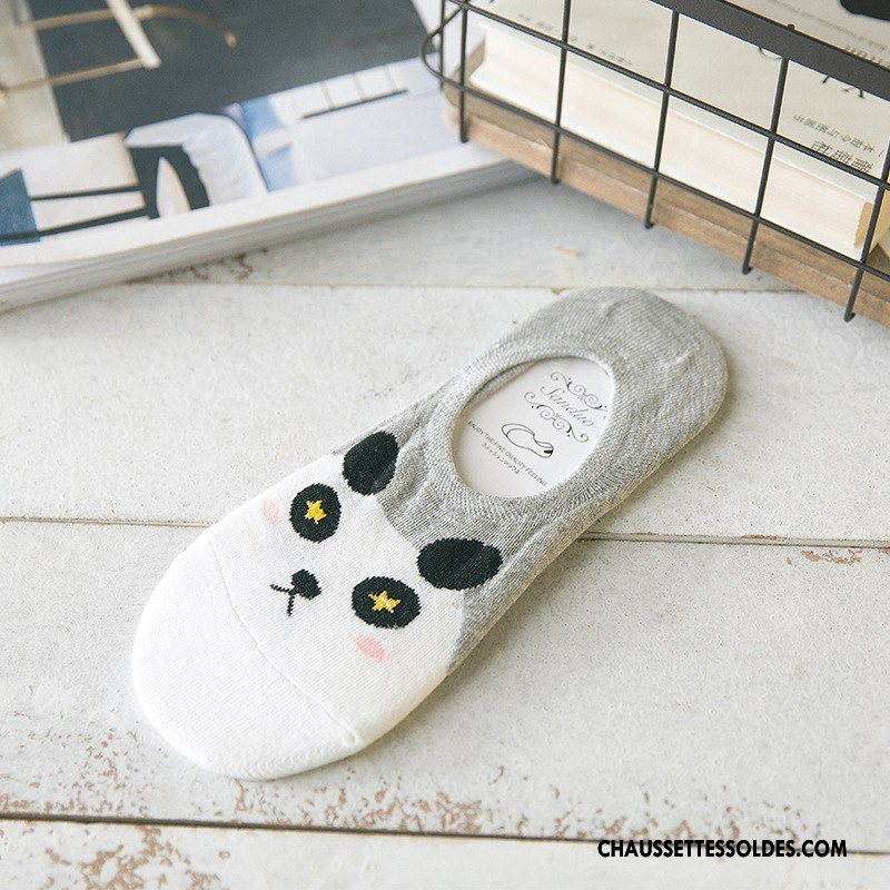Chaussette Basse Femme Chaussettes En Coton Été Chaussette Basse Coupée Dessin Animé Le Nouveau Personnalité Gris