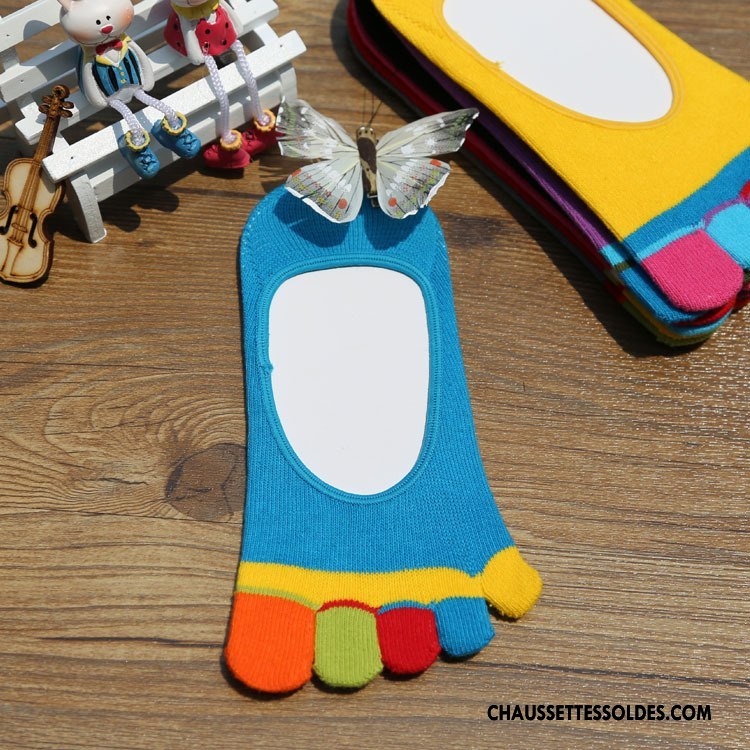 Chaussette Basse Femme Cinq Doigts Invisible Courte Dame Matelassé Chaussette Basse Coupée Noir