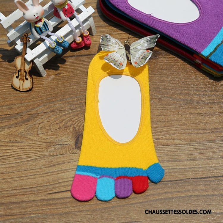 Chaussette Basse Femme Cinq Doigts Invisible Courte Dame Matelassé Chaussette Basse Coupée Noir