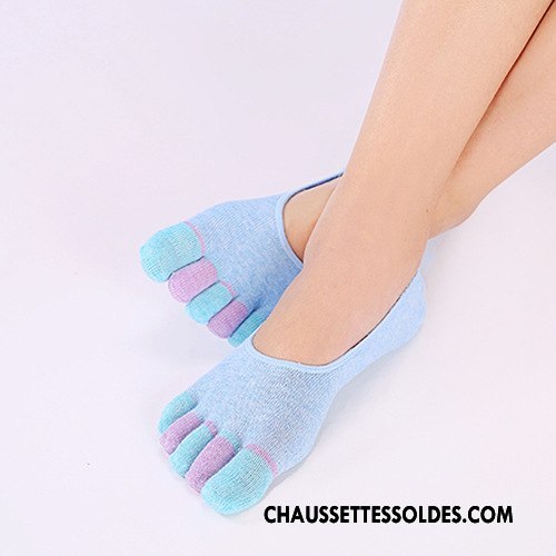 Chaussette Basse Femme Coton Bio Silicone Antidérapant Invisible Le Nouveau Chaussette Basse Coupée Bleu Clair