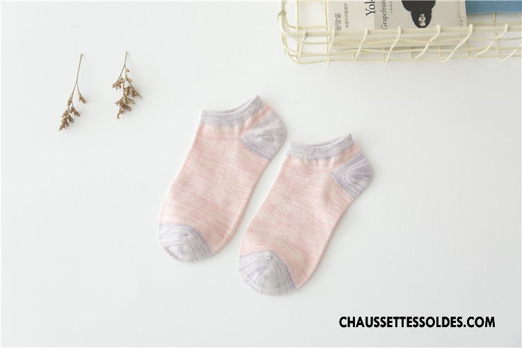 Chaussette Basse Femme Coton Frais Style Chaud Plaine Chaussette Courte Chaussette Basse Coupée Pure Rose